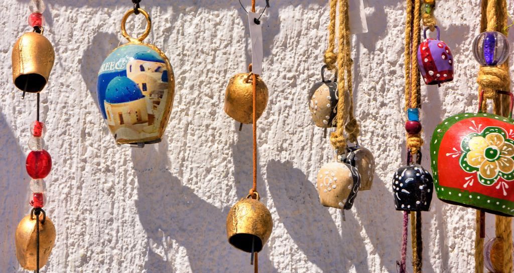 Greek Souvenir Bells jigsaw puzzle in Handmade puzzles on TheJigsawPuzzles.com