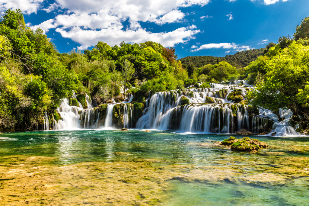 Skradinski Buk Waterfall, Dalmatia jigsaw puzzle in Waterfalls puzzles on TheJigsawPuzzles.com