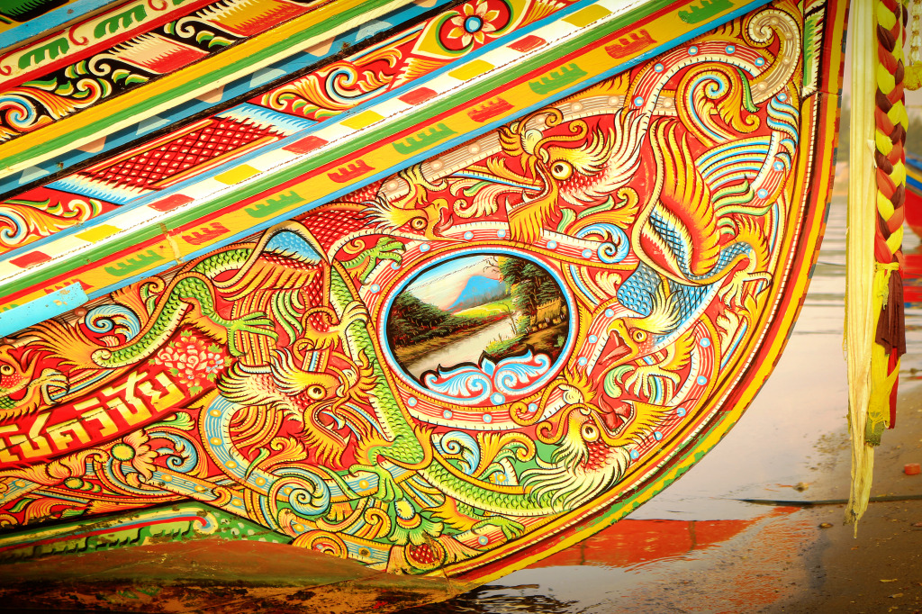 Traditional Painted Boat, Southern Thailand jigsaw puzzle in Macro puzzles on TheJigsawPuzzles.com