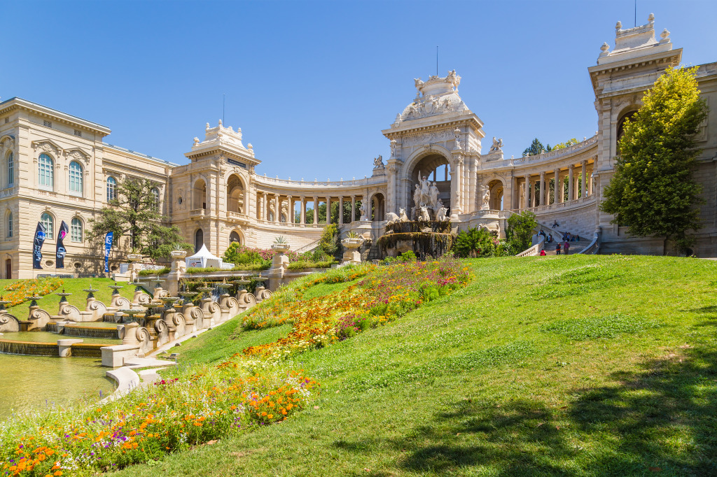 Palace of Longchamp Cascading Fountain jigsaw puzzle in Waterfalls puzzles on TheJigsawPuzzles.com