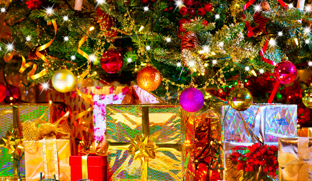 Christmas Tree and Gifts jigsaw puzzle in Christmas & New Year puzzles on TheJigsawPuzzles.com