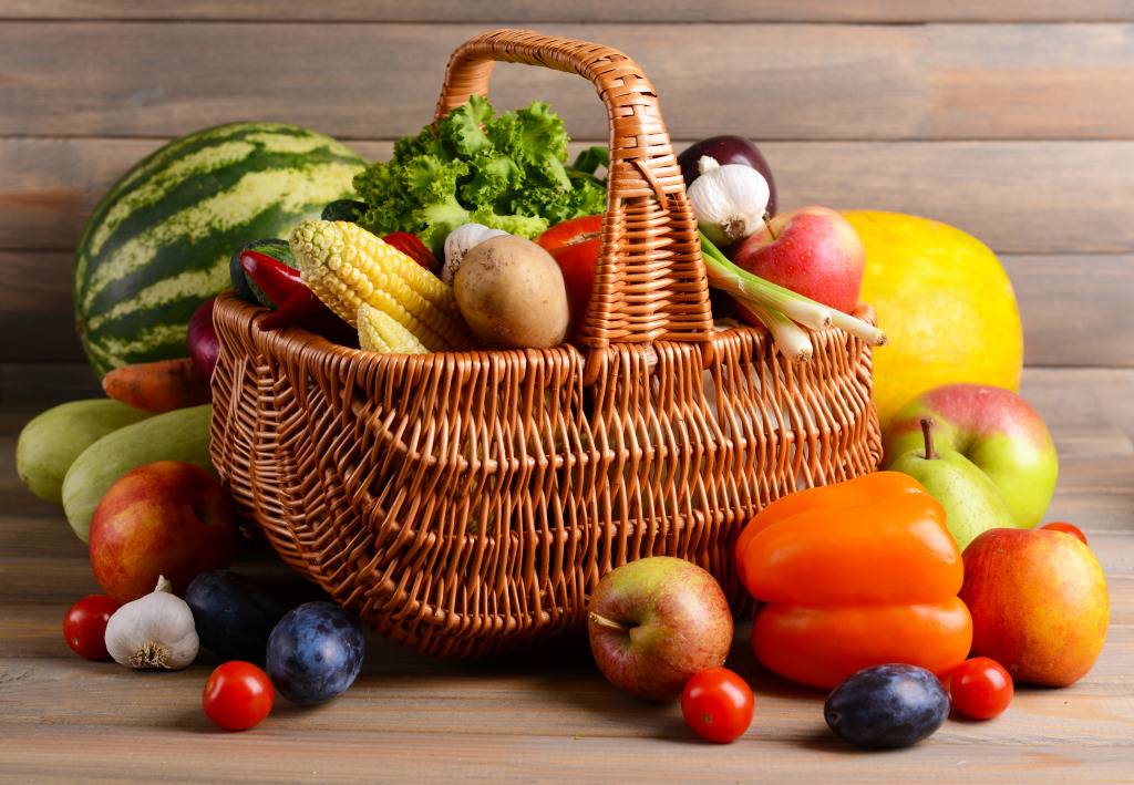 Fruit and Vegetable Basket jigsaw puzzle in Fruits & Veggies puzzles on TheJigsawPuzzles.com