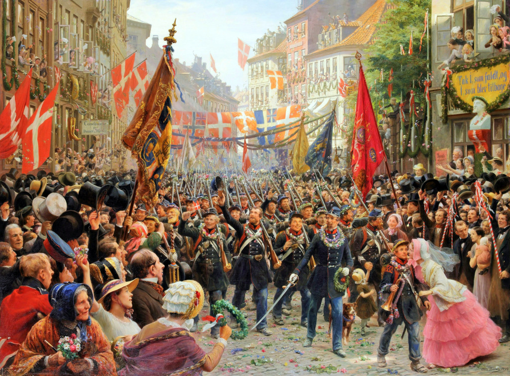 Danish Soldiers Return to Copenhagen in 1848 jigsaw puzzle in Piece of Art puzzles on TheJigsawPuzzles.com