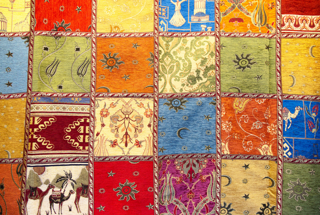 Crazy Quilt at the Arabian Market jigsaw puzzle in Handmade puzzles on TheJigsawPuzzles.com