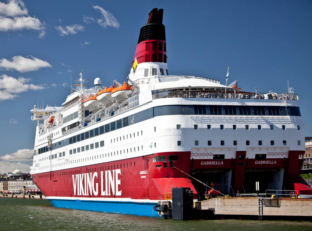 Viking Line Ferry at the Pier In Helsinki jigsaw puzzle in Puzzle of the Day puzzles on TheJigsawPuzzles.com