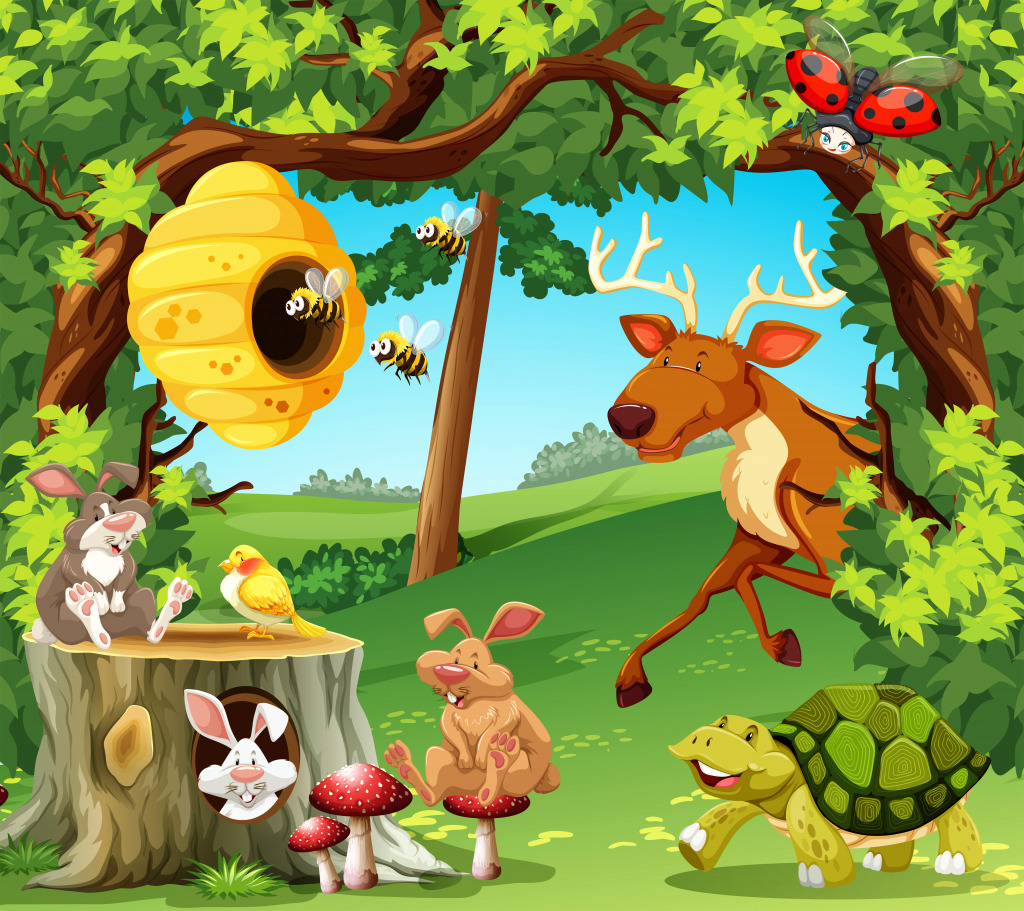 Wild Animals in the Forest jigsaw puzzle in Animals puzzles on TheJigsawPuzzles.com