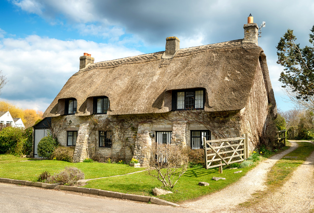 Corfe Castle Village in Dorset jigsaw puzzle in Street View puzzles on TheJigsawPuzzles.com