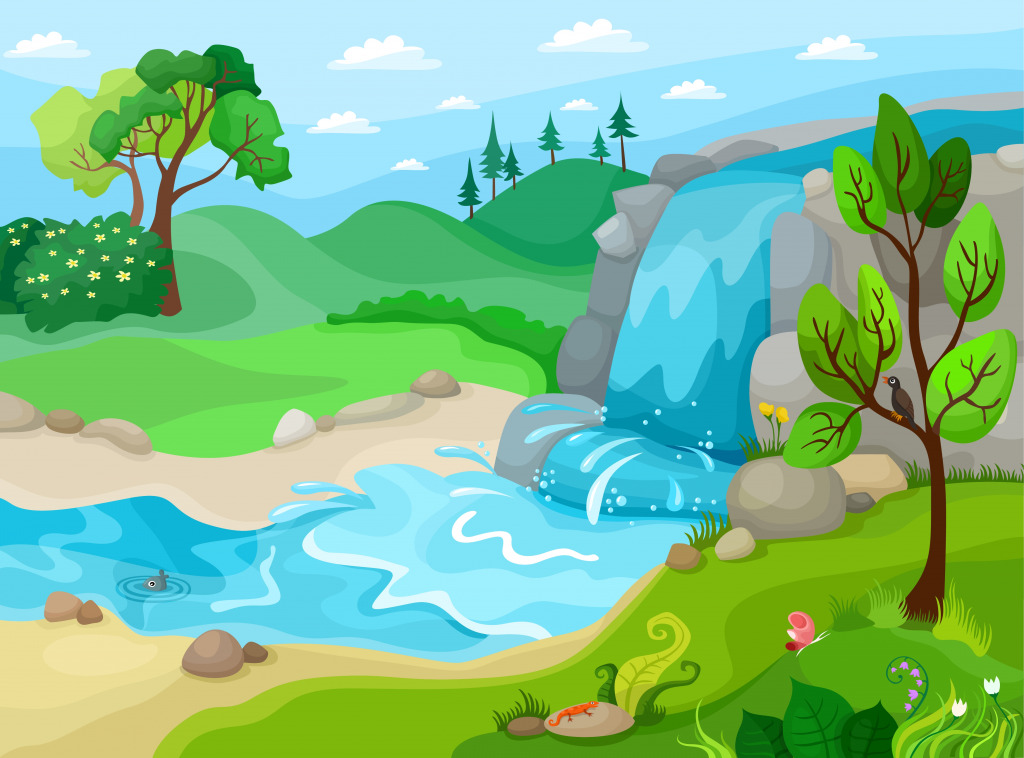 Landscape with a Waterfall jigsaw puzzle in Waterfalls puzzles on TheJigsawPuzzles.com