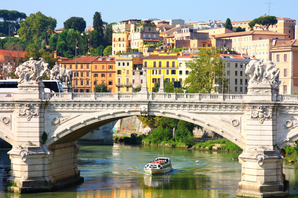 Ponte Vittorio Emanuele II in Rome jigsaw puzzle in Bridges puzzles on TheJigsawPuzzles.com