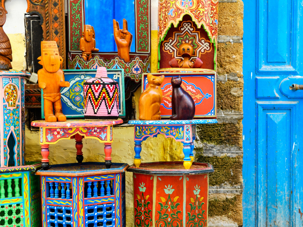 Colorful Crafts at Moroccan Market jigsaw puzzle in Handmade puzzles on TheJigsawPuzzles.com