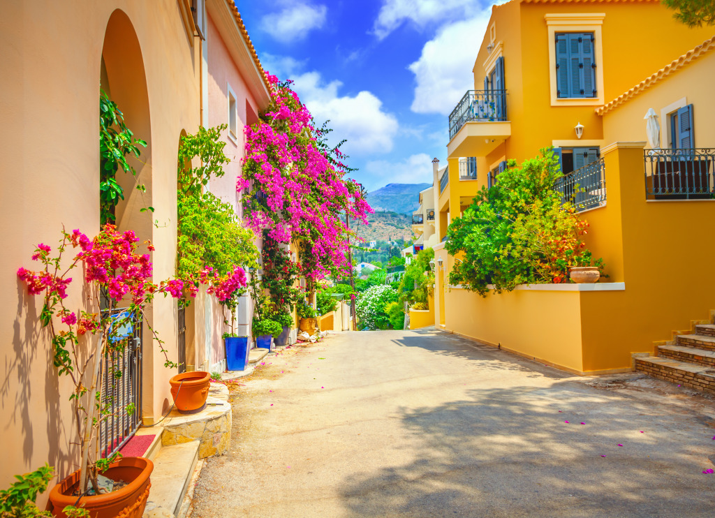 Street in Kefalonia, Greece jigsaw puzzle in Street View puzzles on TheJigsawPuzzles.com