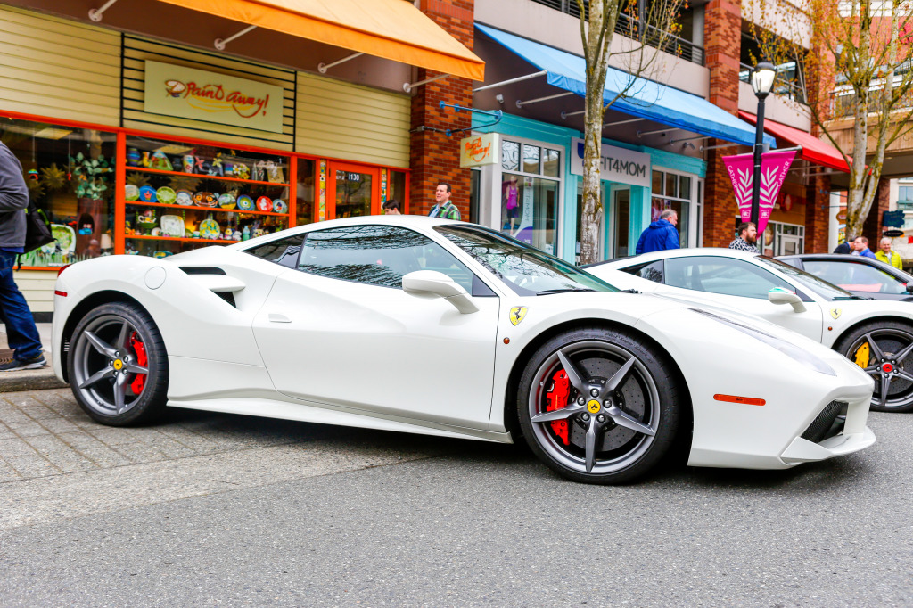 White Ferrari in Redmond WA jigsaw puzzle in Cars & Bikes puzzles on TheJigsawPuzzles.com