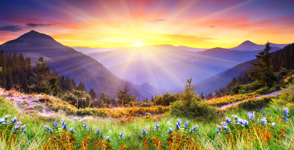 Sunset in the Mountains jigsaw puzzle in Great Sightings puzzles on TheJigsawPuzzles.com
