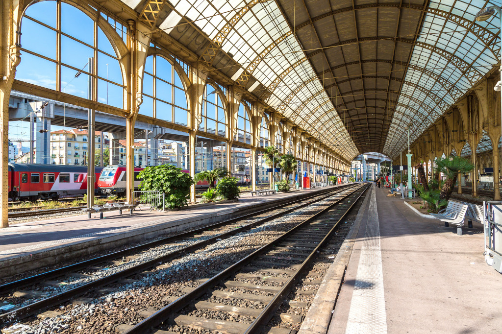 Train Station in Nice, France jigsaw puzzle in Puzzle of the Day puzzles on TheJigsawPuzzles.com