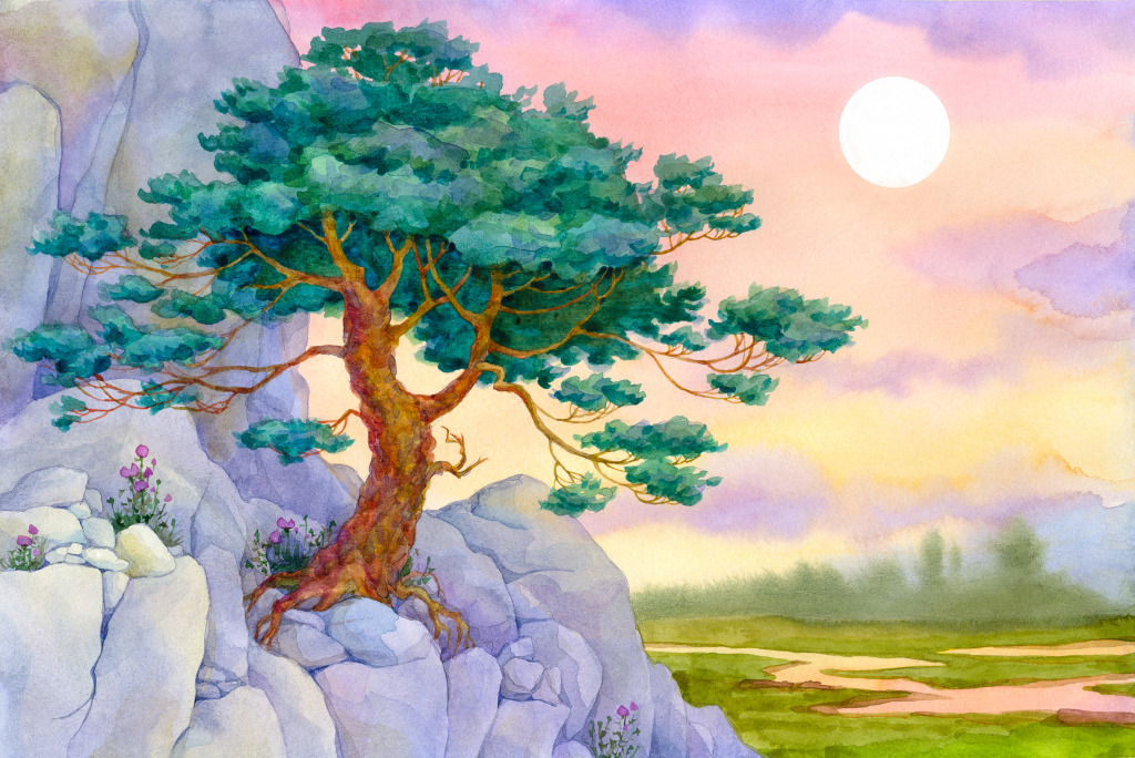 Lone Pine Tree on a Cliff jigsaw puzzle in Great Sightings puzzles on TheJigsawPuzzles.com