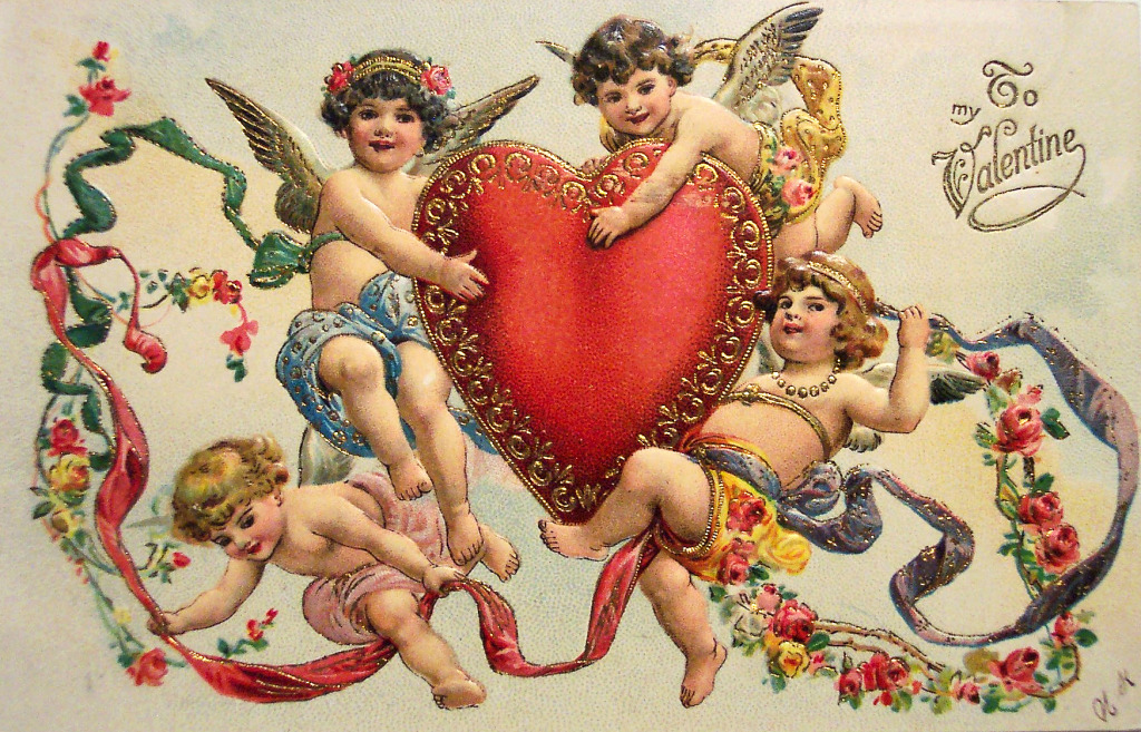 Vintage Valentine's Day Postcard jigsaw puzzle in Valentine's Day puzzles on TheJigsawPuzzles.com