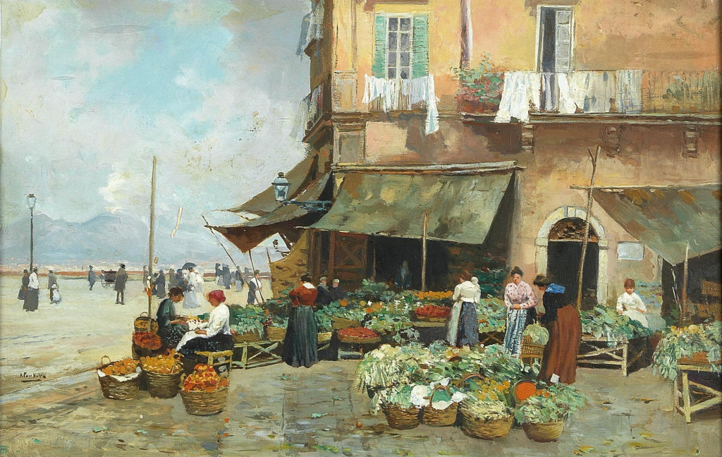 Market in Via Marina, Naples jigsaw puzzle in Piece of Art puzzles on TheJigsawPuzzles.com