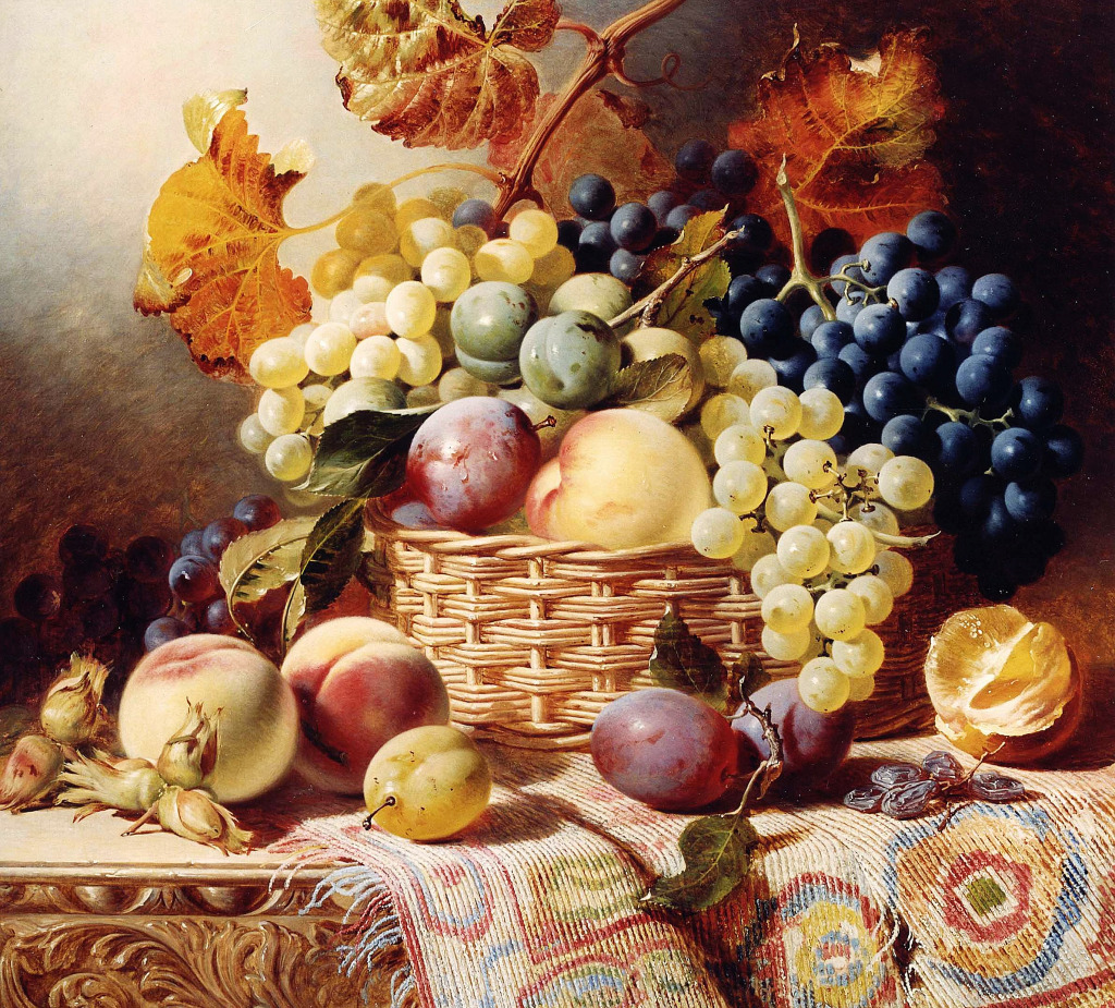 Still Life with Basket of Fruit jigsaw puzzle in Fruits & Veggies puzzles on TheJigsawPuzzles.com