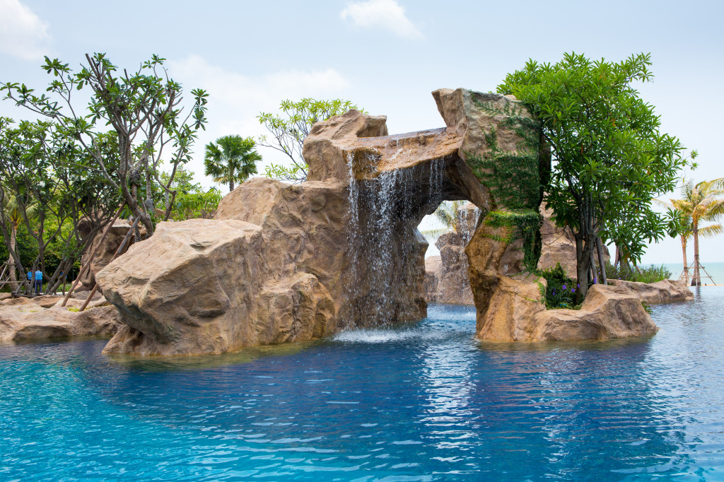 Tropical Resort Waterfall jigsaw puzzle in Waterfalls puzzles on TheJigsawPuzzles.com