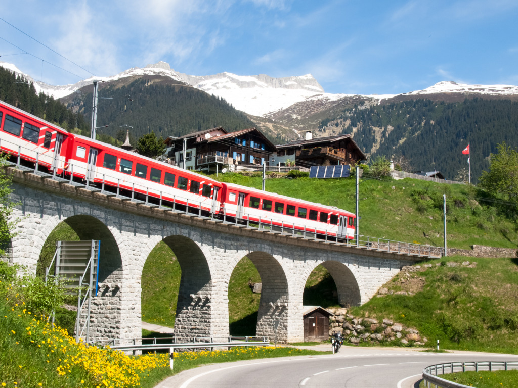 Rhaetian Railway, Surselva Valley, Switzerland jigsaw puzzle in Great Sightings puzzles on TheJigsawPuzzles.com