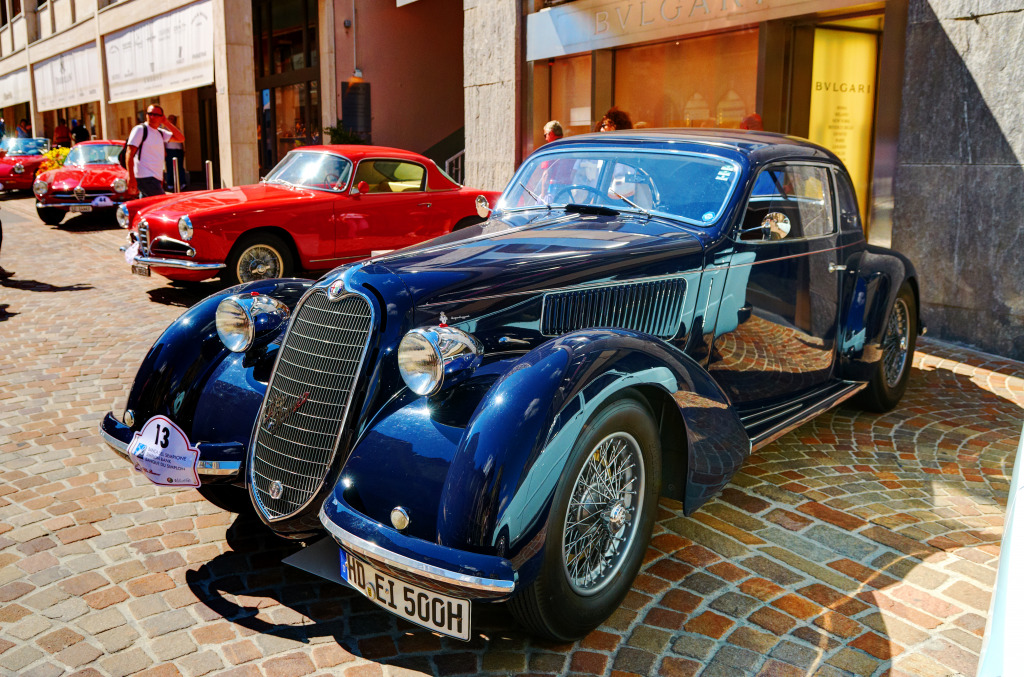 Classical Alfa Romeo, Saint Moritz, Switzerland jigsaw puzzle in Cars & Bikes puzzles on TheJigsawPuzzles.com