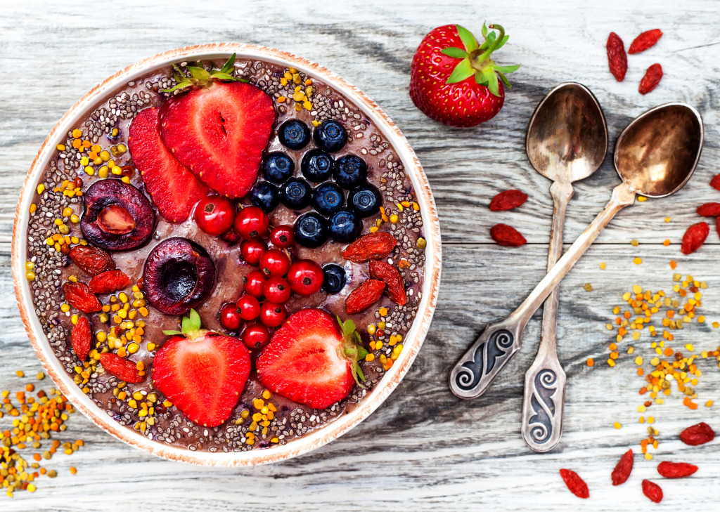 Smoothie with Chia Seeds and Berries jigsaw puzzle in Food & Bakery puzzles on TheJigsawPuzzles.com