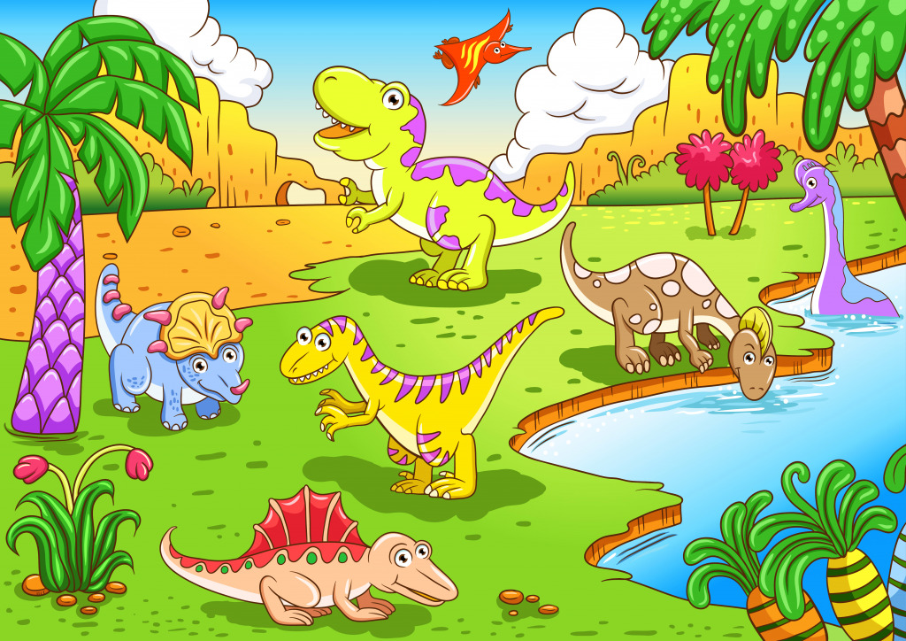 Cute Dinosaurs jigsaw puzzle in Animals puzzles on TheJigsawPuzzles.com