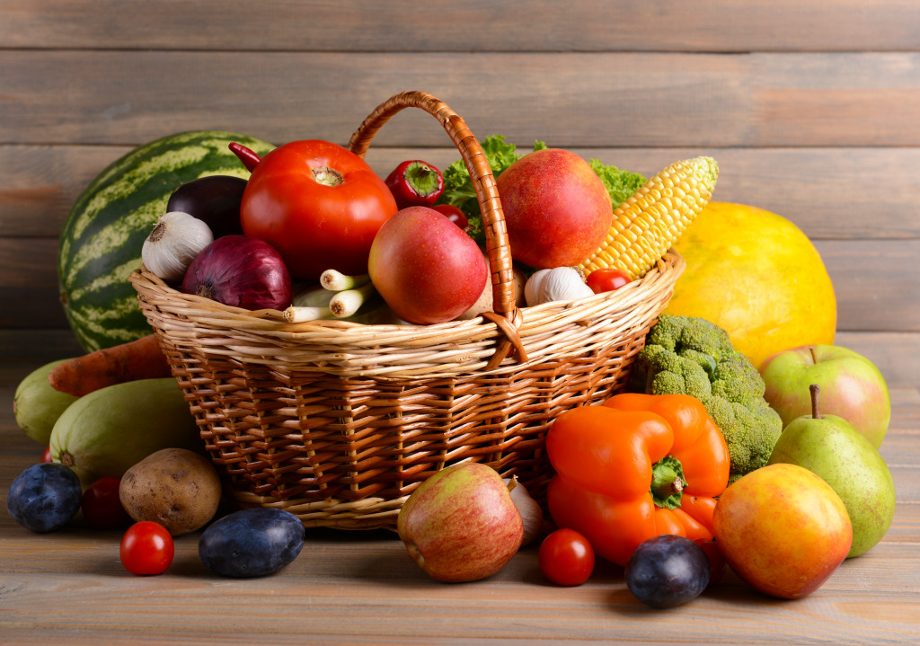 Fruit and Vegetable Basket jigsaw puzzle in Fruits & Veggies puzzles on TheJigsawPuzzles.com