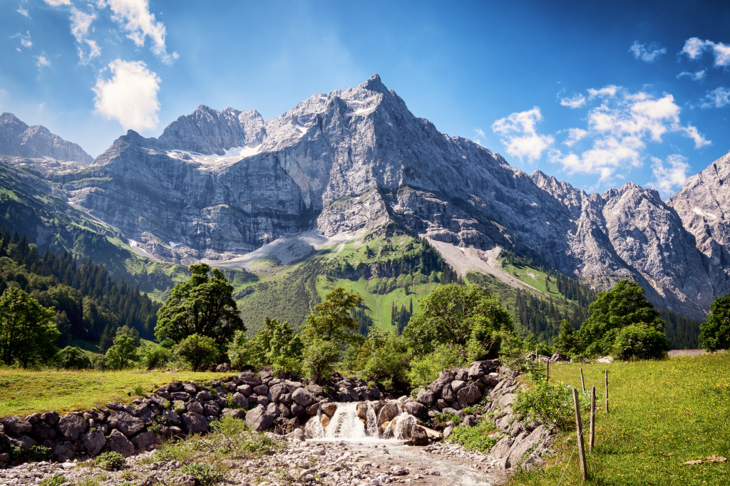 Karwendel Mountains, Austrian Alps jigsaw puzzle in Waterfalls puzzles on TheJigsawPuzzles.com