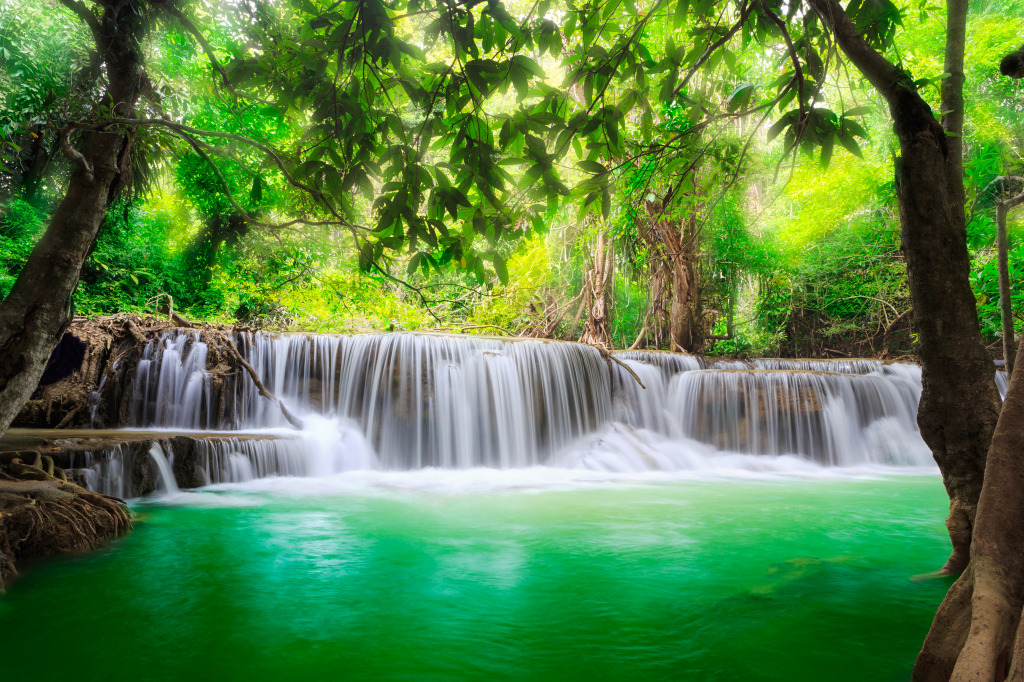 Huay Mae Kamin Waterfall, Thailand jigsaw puzzle in Waterfalls puzzles on TheJigsawPuzzles.com