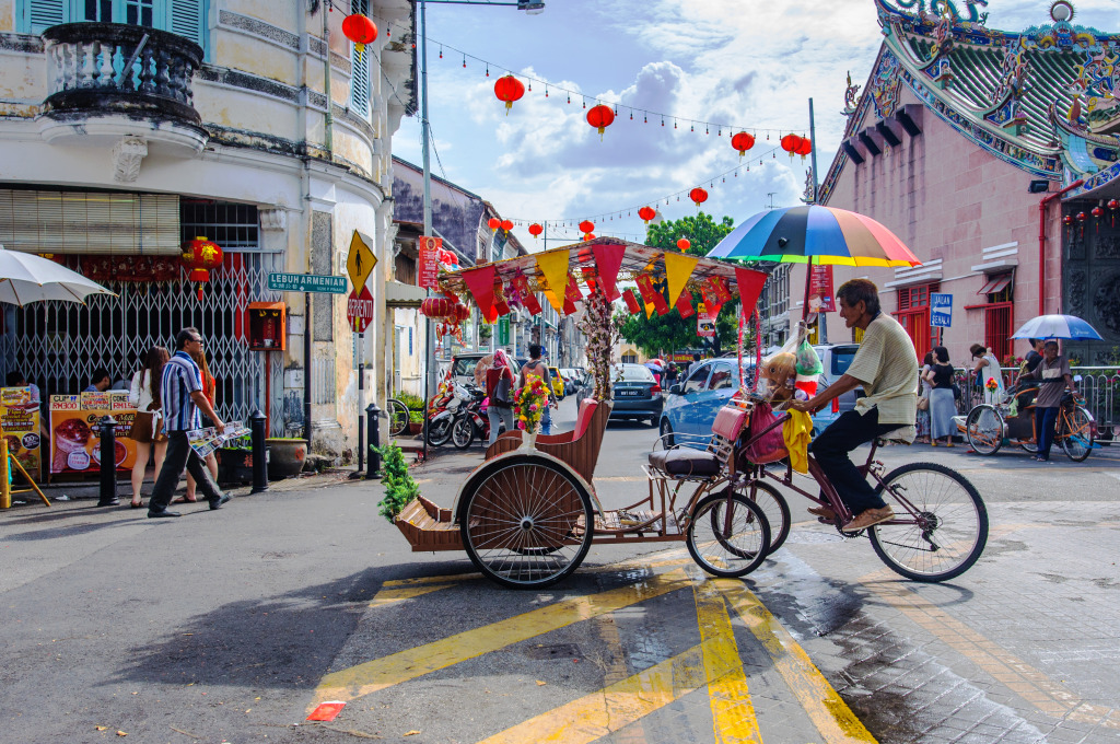 Rickshaw in Georgetown, Malaysia jigsaw puzzle in People puzzles on TheJigsawPuzzles.com