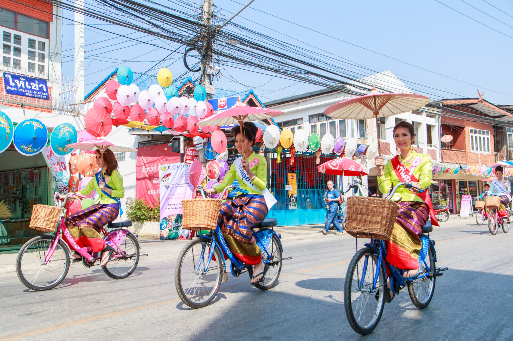 Umbrella Festival in Chiang Mai, Thailand jigsaw puzzle in Puzzle of the Day puzzles on TheJigsawPuzzles.com