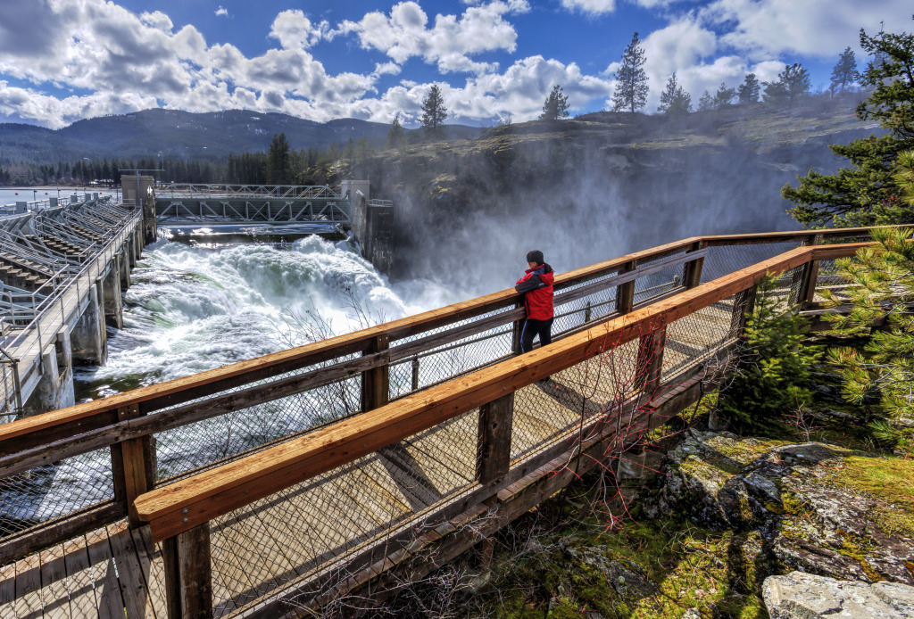 Post Falls Dam in Idaho jigsaw puzzle in Waterfalls puzzles on TheJigsawPuzzles.com