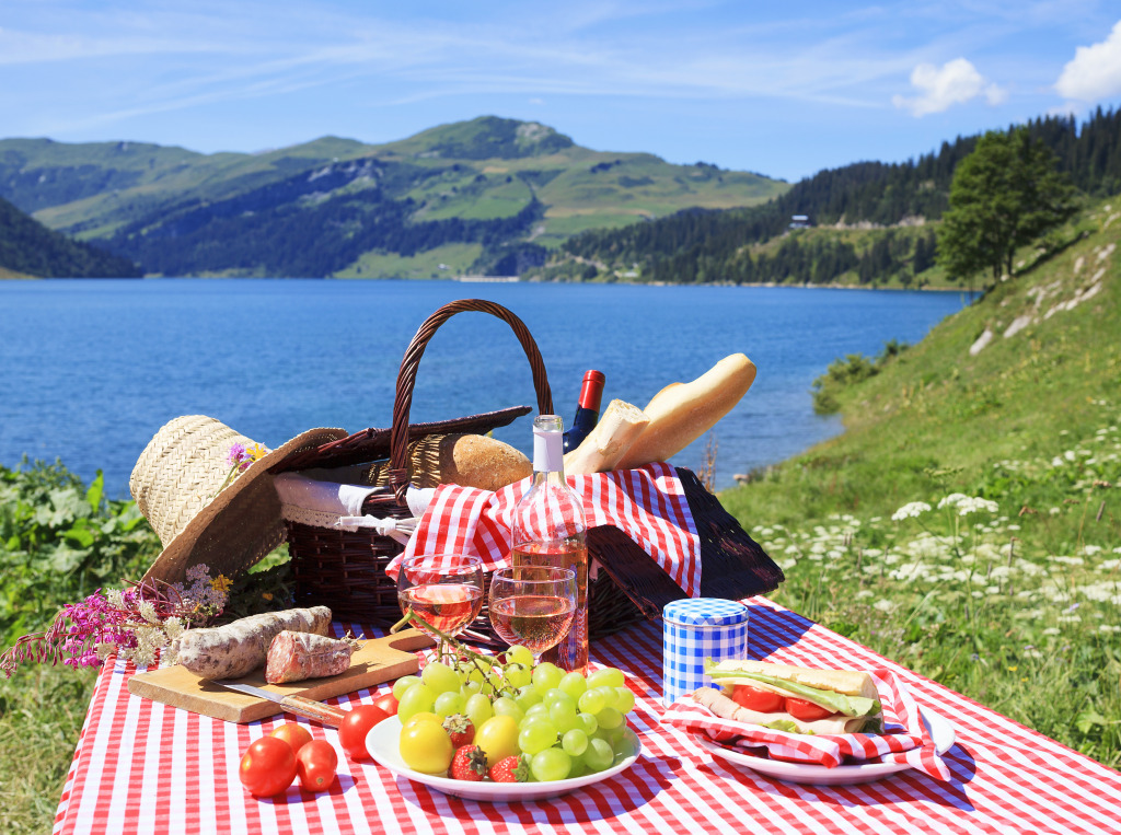 Picnic in the French Alps jigsaw puzzle in Food & Bakery puzzles on TheJigsawPuzzles.com