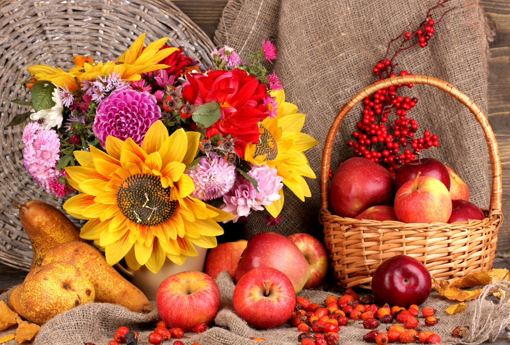 Autumn Still Life with Apples jigsaw puzzle in Fruits & Veggies puzzles on TheJigsawPuzzles.com