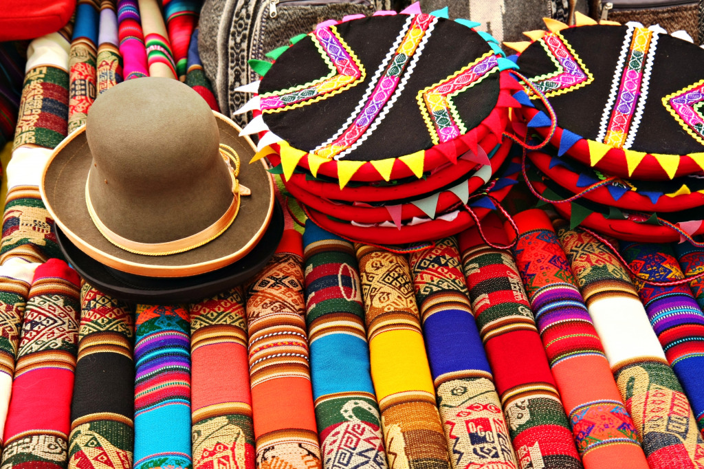 Colorful Fabrics at the Market in Peru jigsaw puzzle in Handmade puzzles on TheJigsawPuzzles.com