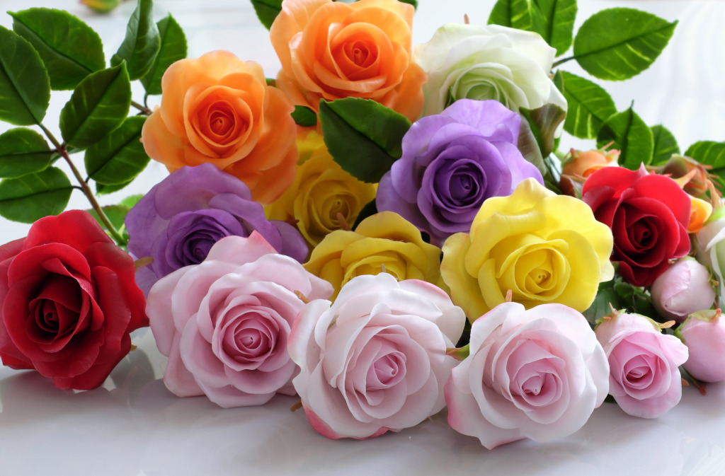 Colorful Clay Roses jigsaw puzzle in Flowers puzzles on TheJigsawPuzzles.com