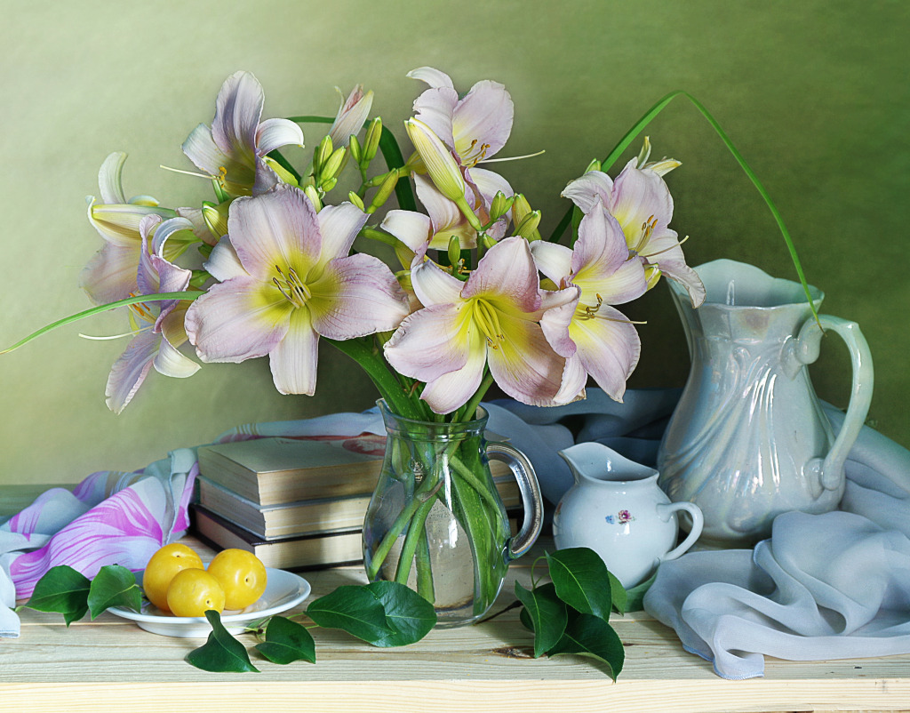 Still Life with Lilies jigsaw puzzle in Puzzle of the Day puzzles on TheJigsawPuzzles.com