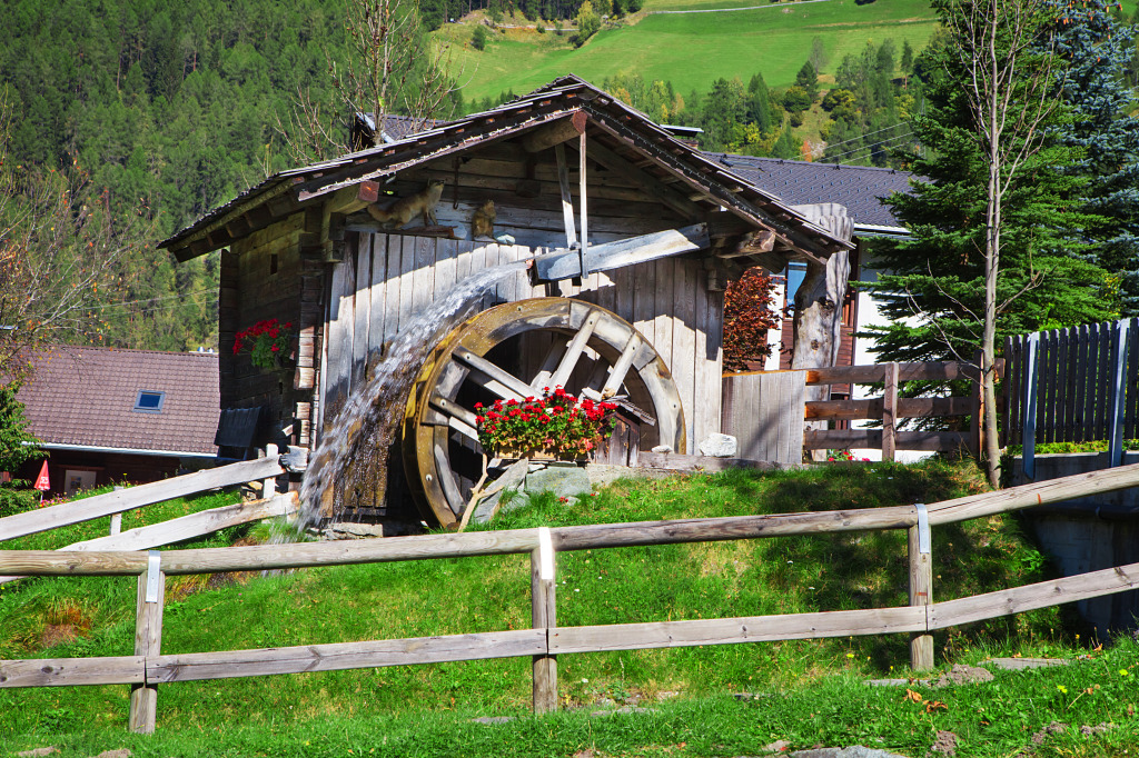 Antique Water Mill in the Dolomites jigsaw puzzle in Waterfalls puzzles on TheJigsawPuzzles.com