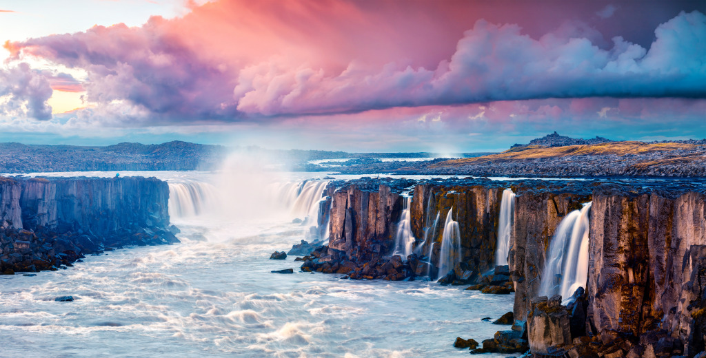 Selfoss Waterfall, Jokulsargljufur NP, Iceland jigsaw puzzle in Waterfalls puzzles on TheJigsawPuzzles.com