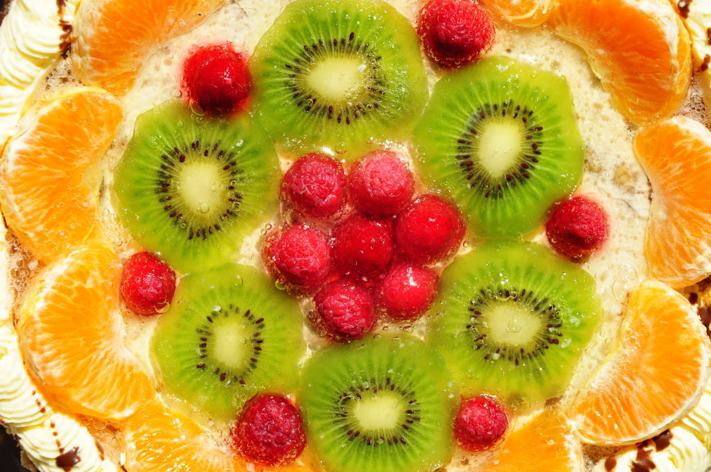 Raspberry, Kiwi and Tangerine Cake jigsaw puzzle in Fruits & Veggies puzzles on TheJigsawPuzzles.com