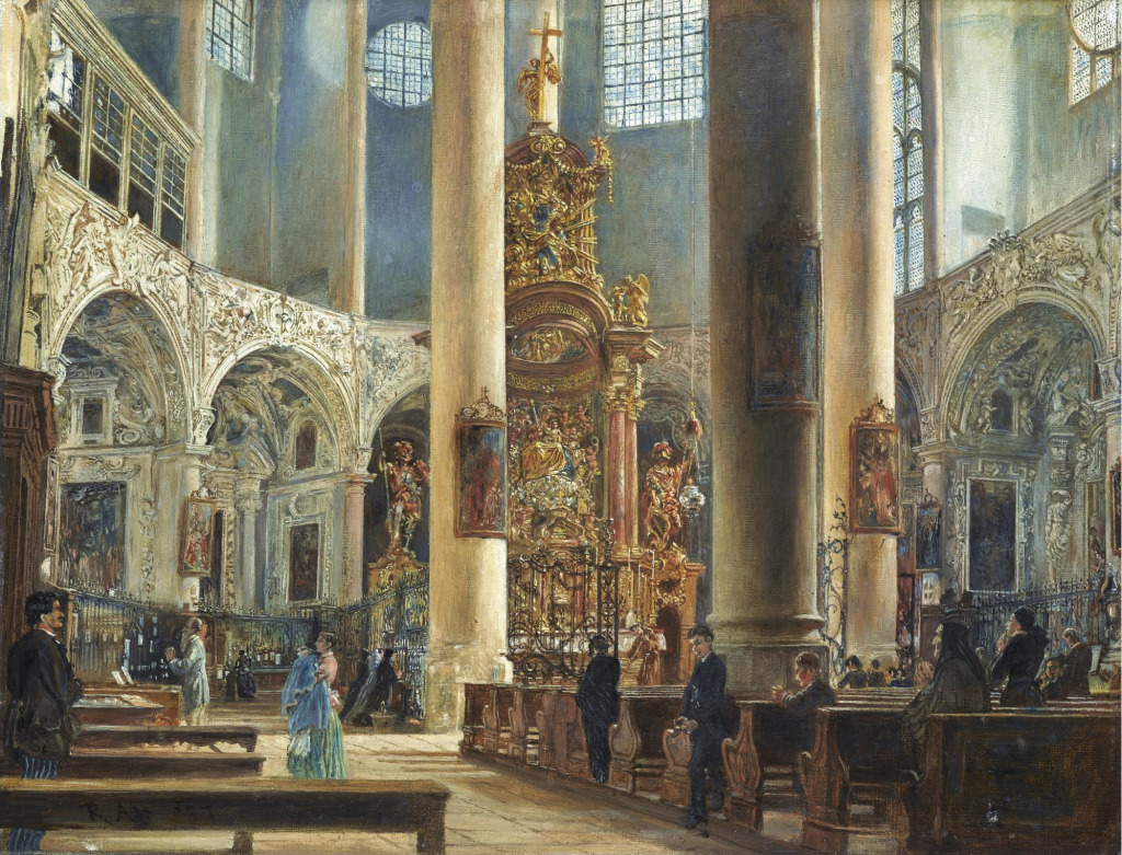 Interior of the Franciscan Church, Salzburg jigsaw puzzle in Piece of Art puzzles on TheJigsawPuzzles.com