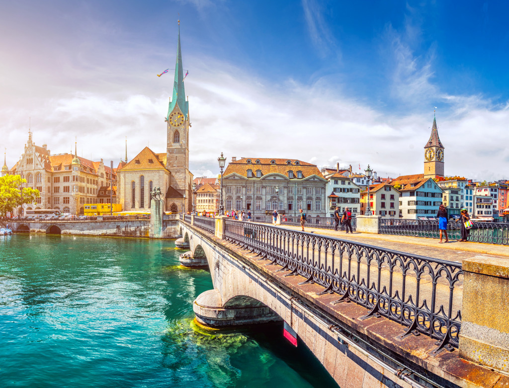 Historic City Center of Zurich, Switzerland jigsaw puzzle in Bridges puzzles on TheJigsawPuzzles.com