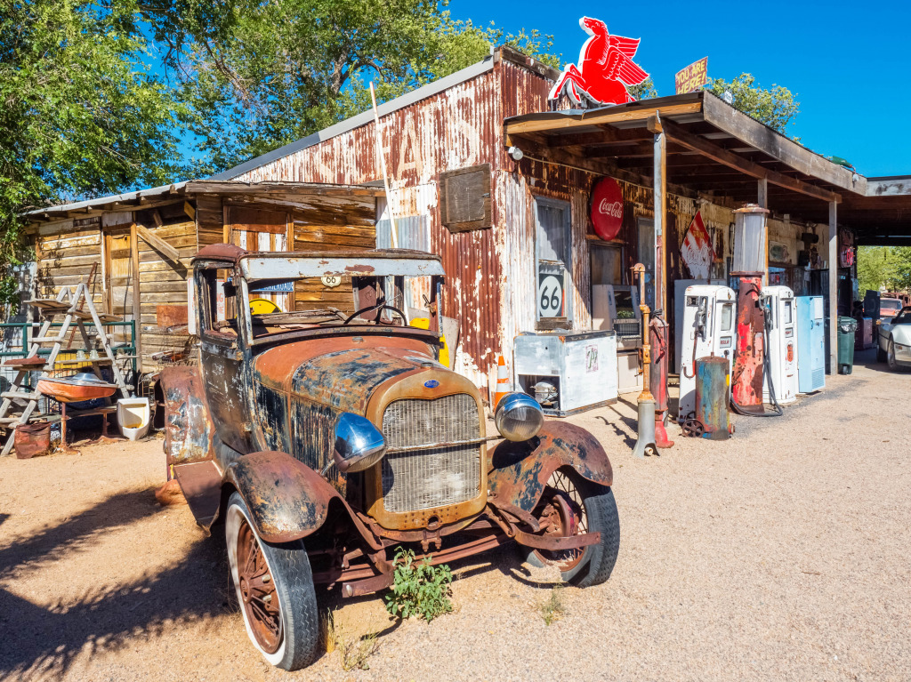 Ford Model A, Route 66, Hackberry AZ jigsaw puzzle in Cars & Bikes puzzles on TheJigsawPuzzles.com