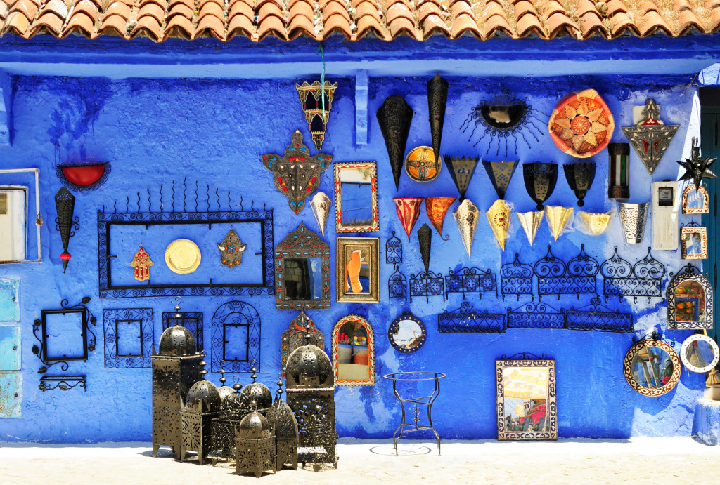 Handicrafts Shop In Chefchaouen, Marocco jigsaw puzzle in Handmade puzzles on TheJigsawPuzzles.com