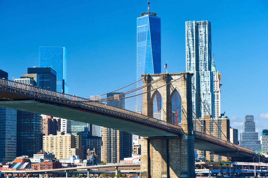 Lower Manhattan and Brooklyn Bridge jigsaw puzzle in Bridges puzzles on TheJigsawPuzzles.com