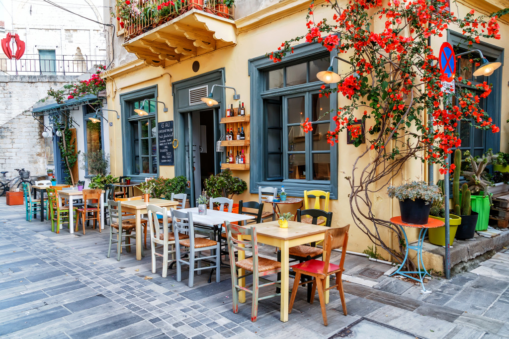 Traditional Tavern in Nafplio, Greece jigsaw puzzle in Food & Bakery puzzles on TheJigsawPuzzles.com