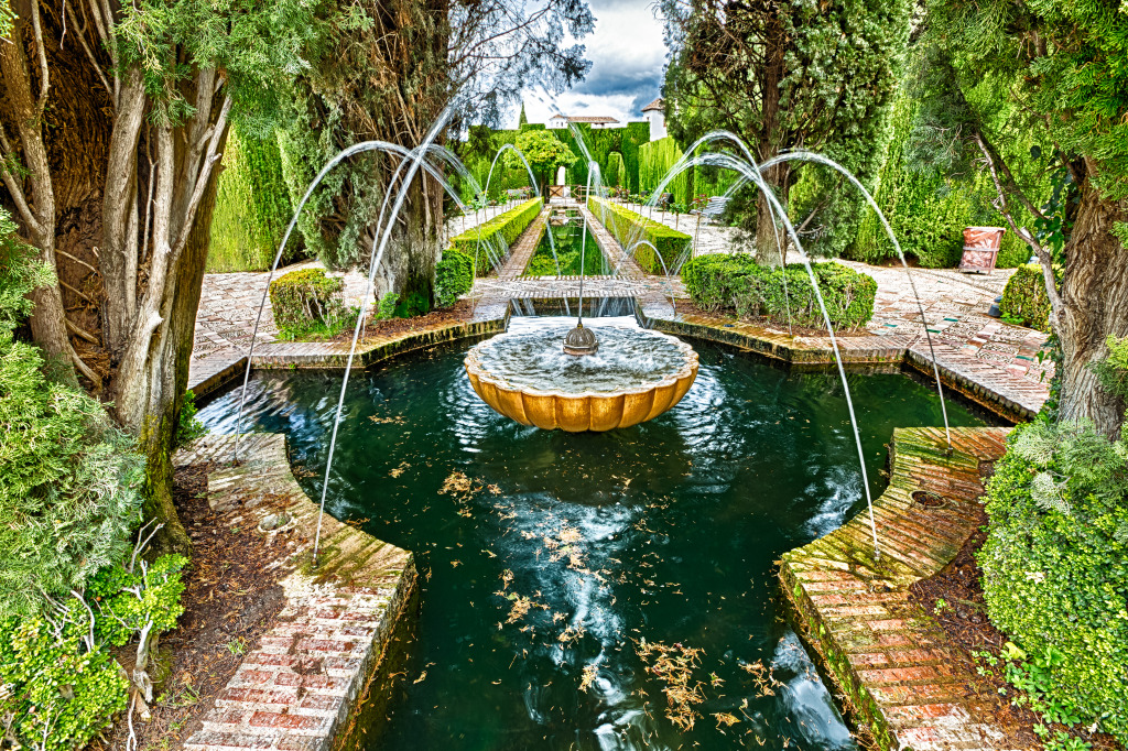 Generalife Gardens, Granada, Spain jigsaw puzzle in Waterfalls puzzles on TheJigsawPuzzles.com