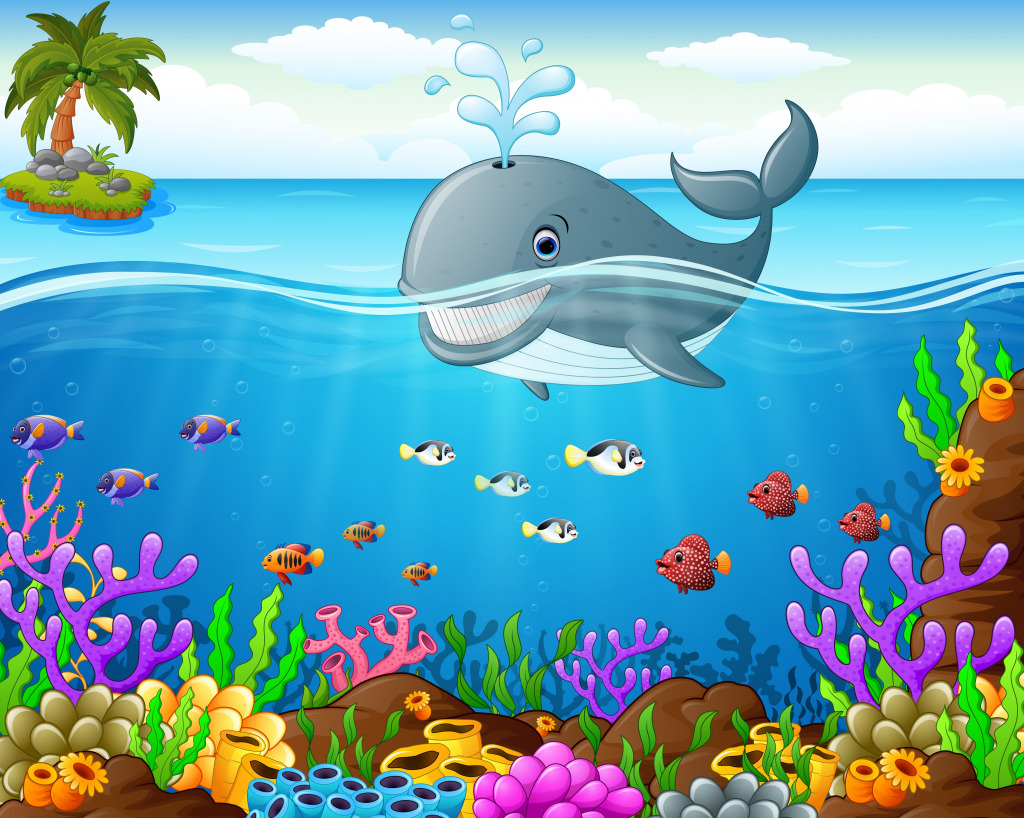 Happy Whale jigsaw puzzle in Under the Sea puzzles on TheJigsawPuzzles.com