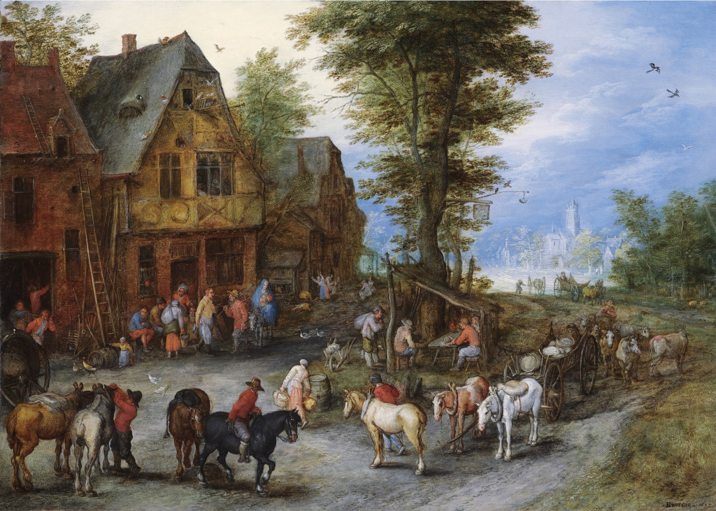 Village Landscape with Figures jigsaw puzzle in Piece of Art puzzles on TheJigsawPuzzles.com